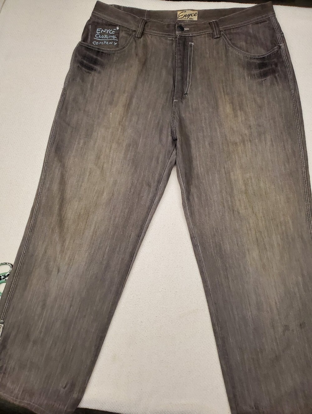 Enyce Clothing Co Y2K Baggy Jeans Sz 38 Gray Acid Wash Hip Hop Vintage